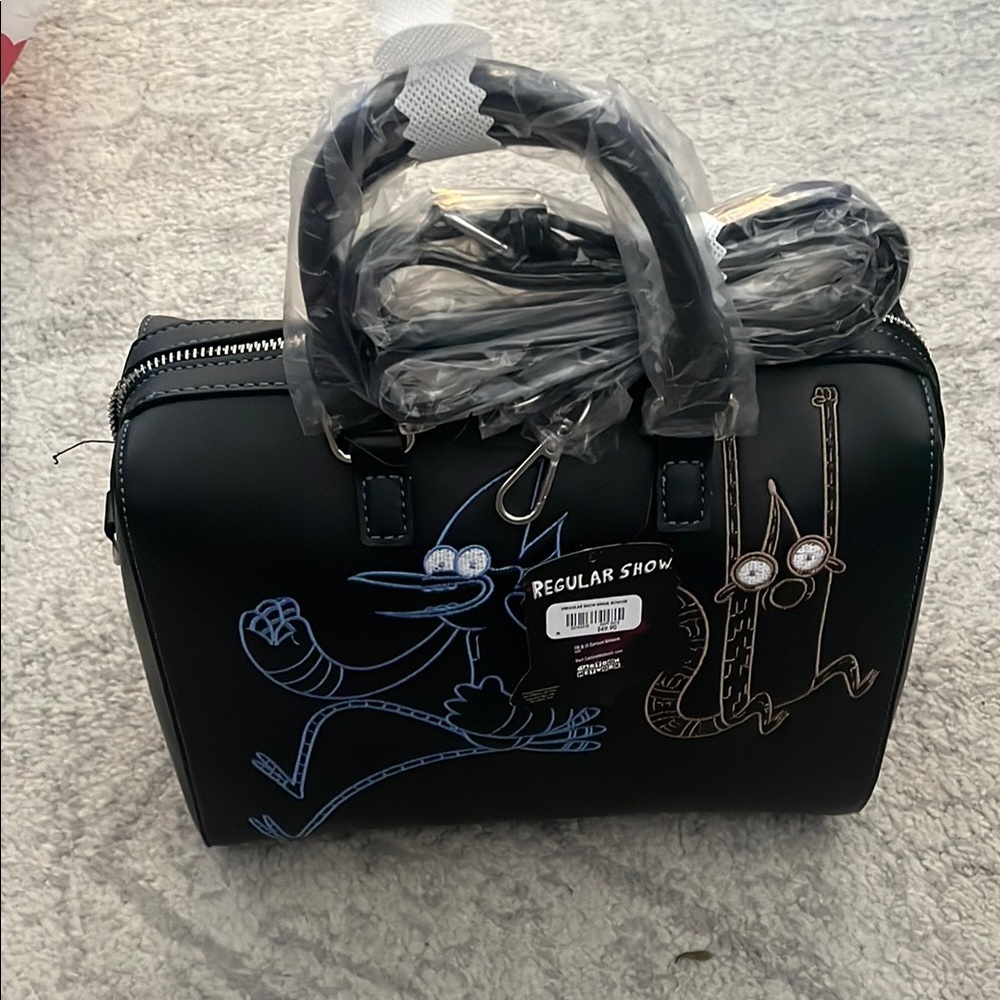 Cartoon Network Black Satchel with Blue and Brown Characters